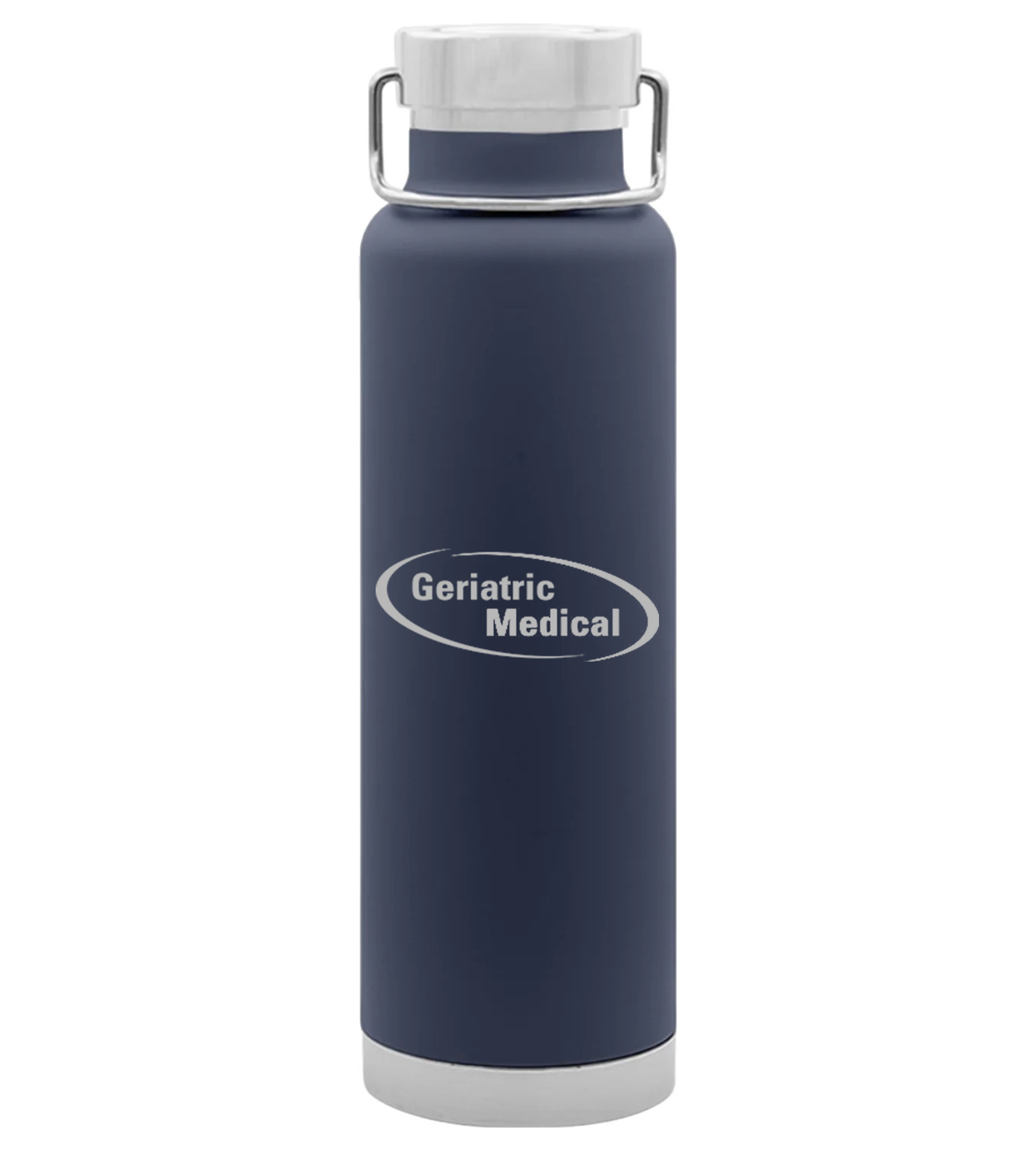 Thor Copper Vacuum Insulated Bottle, 22 oz Navy with Geriatric Medical Logo